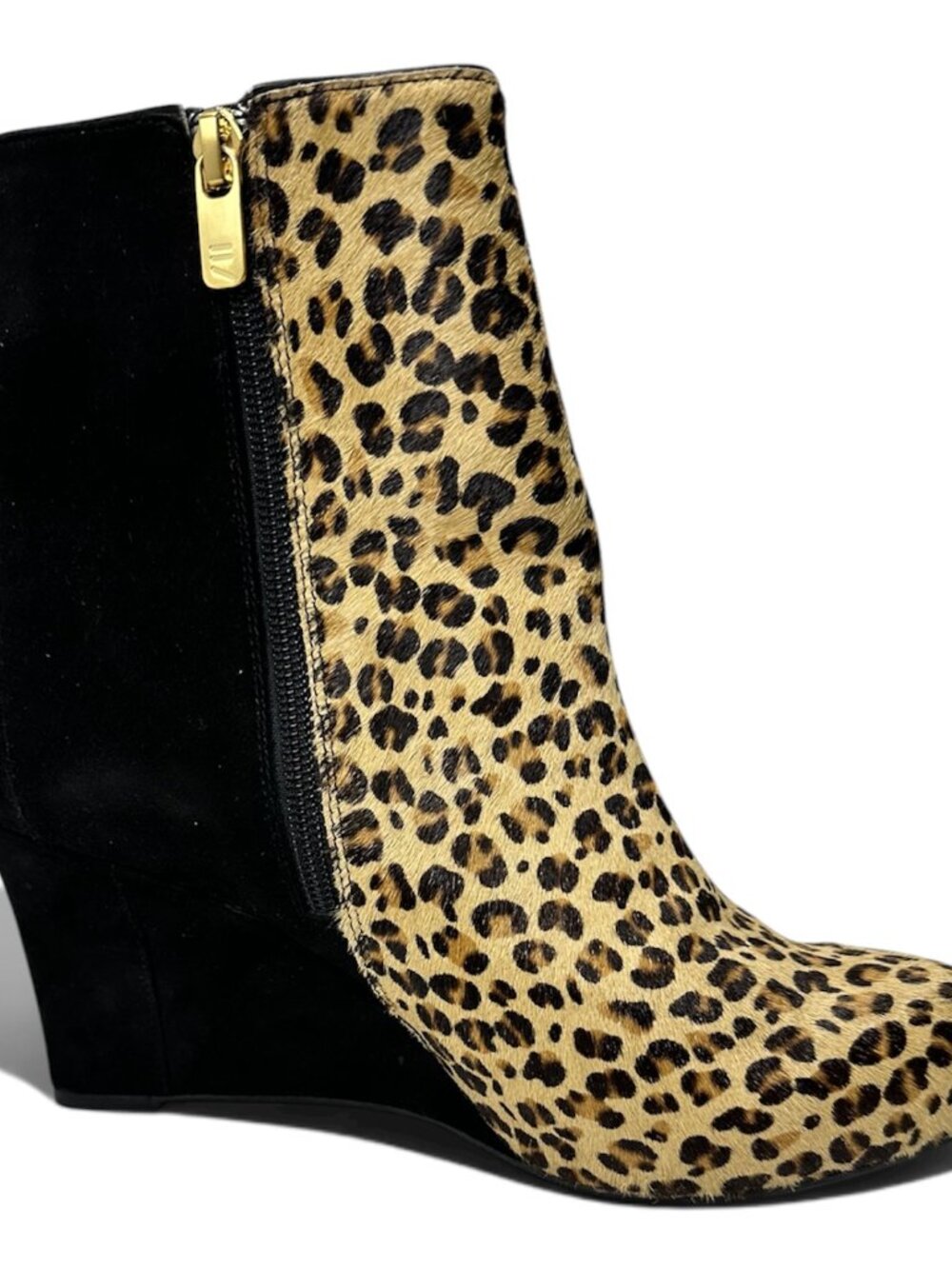 Rockport Leopard Calf Hair Leather Wedge Ankle Boots Size 9